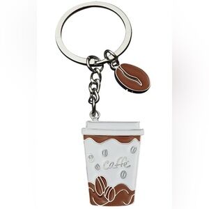 Coffee Silver Brown Charm Keychain NEW Get FREE with Bundle